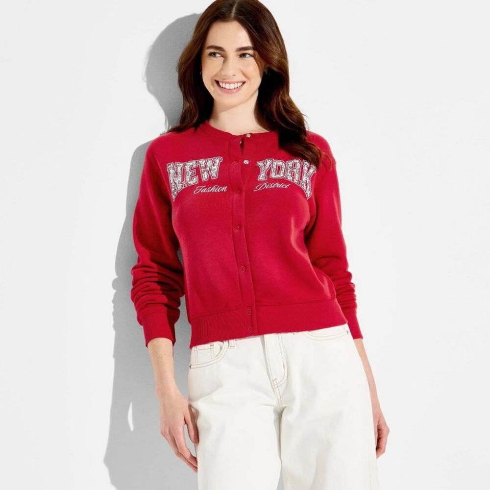Women's The Devil Wears Prada New York Graphic Cardigan - Red XXS